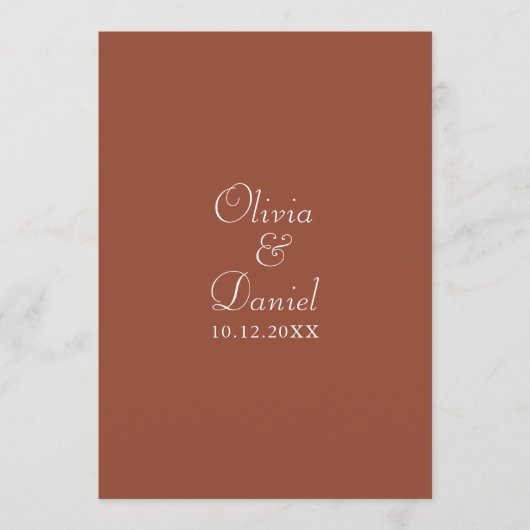Modern minimalist Terracotta Wedding Programme Programma (Voorkant)