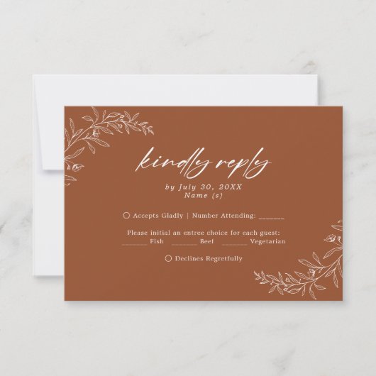 Modern minimalist Terracotta Wedding RSVP Kaart (Voorkant)