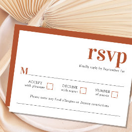 Modern minimalist Terracotta Wedding RSVP Kaart