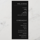 Modern Minimalist Traditional  Black Wedding Programma (Voorkant)