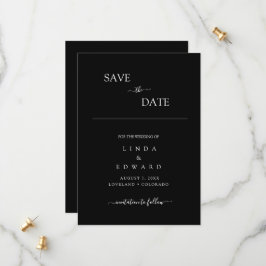 Modern Minimalist Traditional  Black Wedding Save The Date