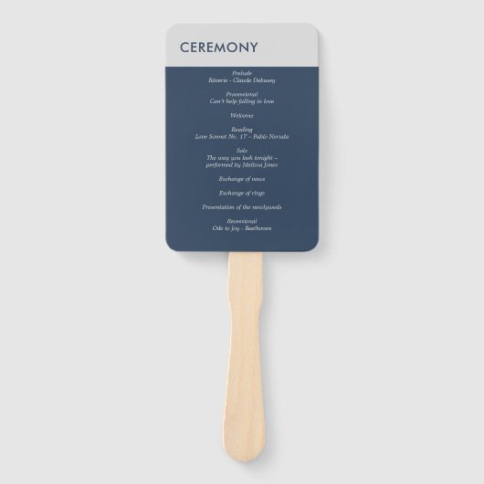 Modern minimalist Typografie Navy Blue Gray Handwaaier (Voorkant)