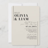 Modern minimalist Typography Black Taupe Wedding Kaart (Voorkant)