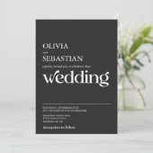 Modern minimalist Typography Black Wedding Kaart (Staand voorkant)