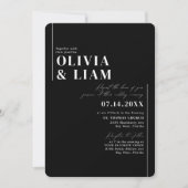 Modern minimalist Typography Black White Wedding Kaart (Voorkant)