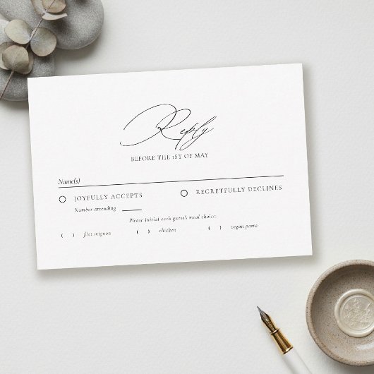 Modern Minimalist Typography Calligraphy Wedding RSVP Kaartje