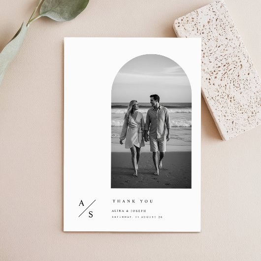 Modern Minimalist Typography Photo Budget Wedding Bedankkaart