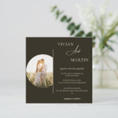 Modern minimalist Typography Photo Wedding Kaart (Staand voorkant)