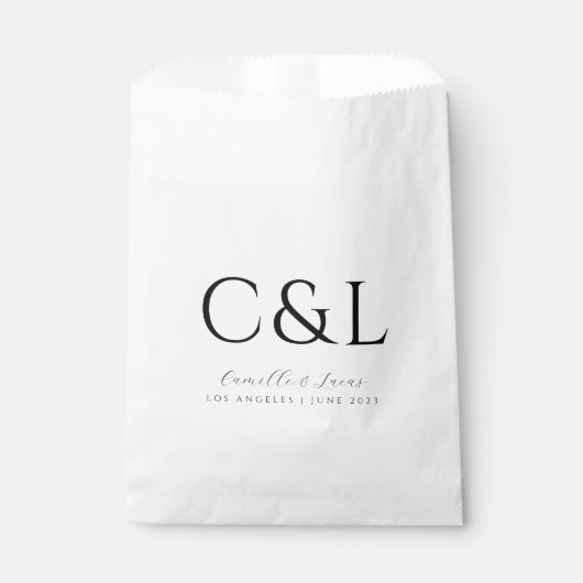 Modern minimalist Weddenschap Monogram Favor Bag Bedankzakje (Voorkant)