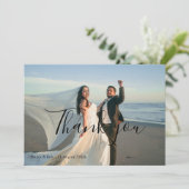 Modern Minimalist Wedding Photo Bedankkaart (Staand voorkant)