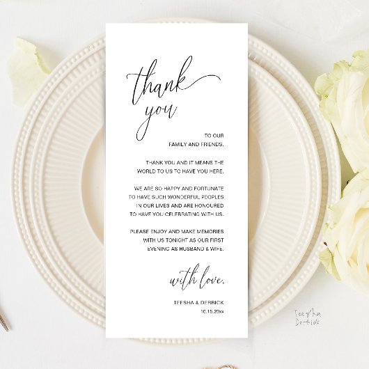Modern Minimalist Wedding Reception Thank You Card Programma