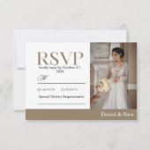 Modern Minimalist Wedding RSVP Card with Photo (Devant)