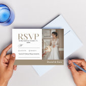 Modern Minimalist Wedding RSVP Card with Photo Kaartje