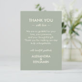 Modern Minimalist Wedding | Sage Green Timeless  Bedankkaart (Staand voorkant)