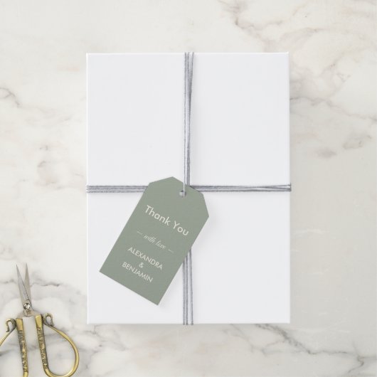 Modern Minimalist Wedding | Sage Green Timeless  Cadeaulabel (Met Touw)