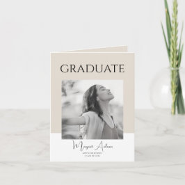 Modern Minimalist White and Brown Photo Graduation Aankondiging