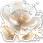 Modern Minimalist White and Gold Wedding Sticker (Devant)