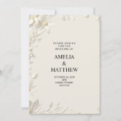 Modern Minimalist White Floral Wedding Invitation (Devant)