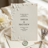 Modern Minimalist White Floral Wedding Invitation