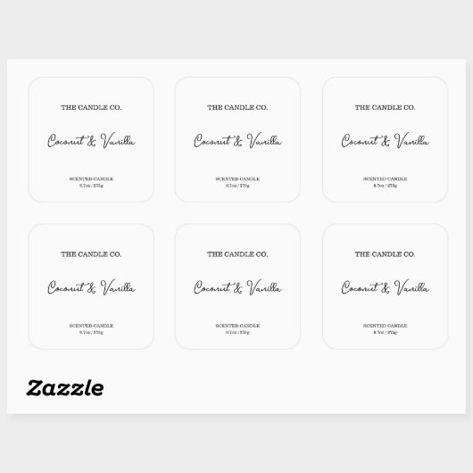Modern Minimalist White Script Candle Label (Vel)