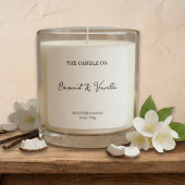 Modern Minimalist White Script Candle Label 