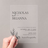 Modern Minimalist Wildflower Simple Wedding Acryl Uitnodigingen (Insitu (Draagbaar))