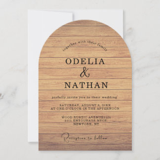 Modern Minimalist Wooden Texture Wedding Kaart