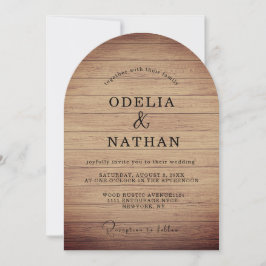 Modern Minimalist Wooden Texture Wedding Kaart