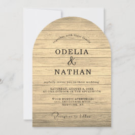Modern Minimalist Wooden Texture Wedding Kaart