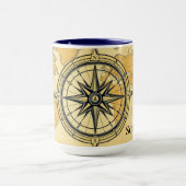 Modern Minimalist World Map Compass Travel Aesthet Mok (Midden)