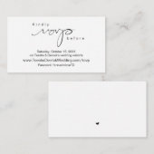 Modern minimalist, zwart script, online RSVP Informatiekaartje (Voorkant / Achterkant)