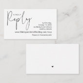 Modern minimalist, zwart script, online RSVP Informatiekaartje (Voorkant / Achterkant)