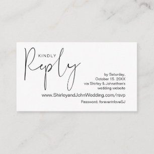Modern minimalist, zwart script, online RSVP Informatiekaartje