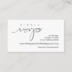 Modern minimalist, zwart script, online RSVP Informatiekaartje