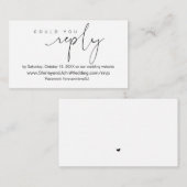 Modern minimalist, zwart script, online RSVP Informatiekaartje (Voorkant / Achterkant)