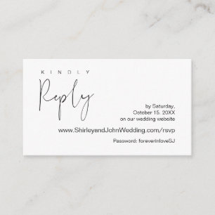 Modern minimalist, zwart script, online RSVP Informatiekaartje