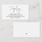 Modern minimalist, zwart script, online RSVP Informatiekaartje (Voorkant / Achterkant)