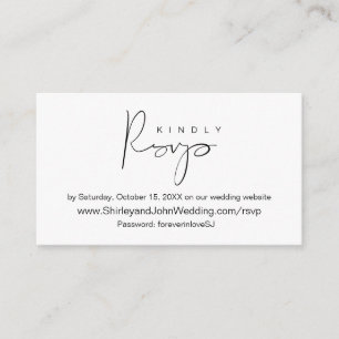 Modern minimalist, zwart script, online RSVP Informatiekaartje
