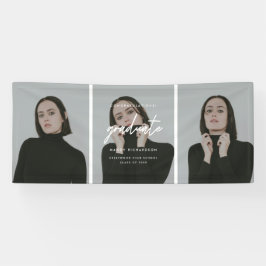 Modern Minimalistic 3-Photo Graduation Congrats Spandoek