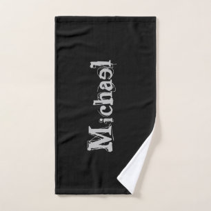 Modern minimalistic monogram name black white bad handdoek