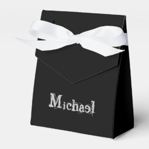 Modern minimalistic monogram name black white bedankdoosjes