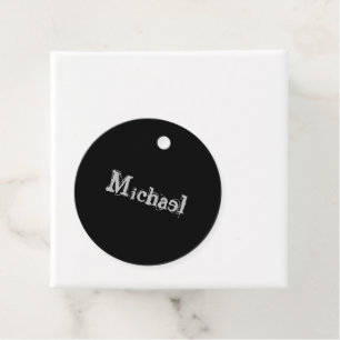 Modern minimalistic monogram name black white bedankjes labels