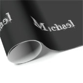 Modern minimalistic monogram name black white cadeaupapier (Rol Hoek)