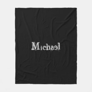 Modern minimalistic monogram name black white fleece deken