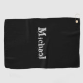 Modern minimalistic monogram name black white golfhanddoek (Horizontaal)