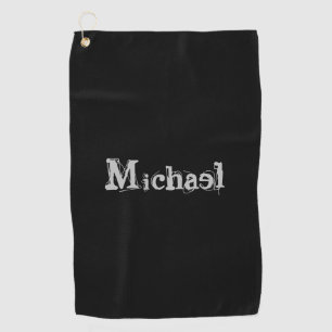 Modern minimalistic monogram name black white golfhanddoek