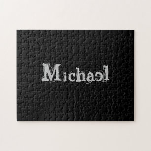 Modern minimalistic monogram name black white legpuzzel