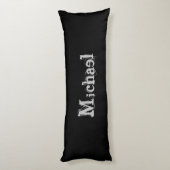 Modern minimalistic monogram name black white lichaamskussen (Achterkant (Verticaal))