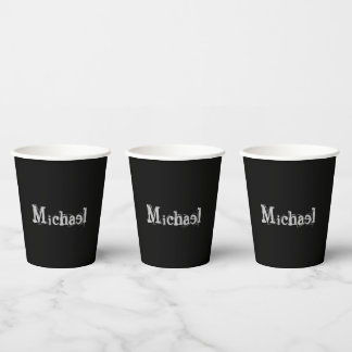 Modern minimalistic monogram name black white papieren bekers