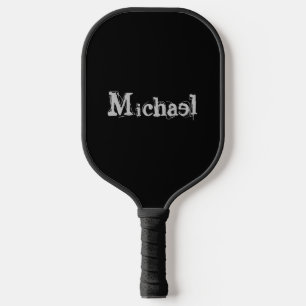 Modern minimalistic monogram name black white pickleball paddle